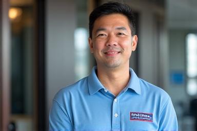 Portrait of David Chen, Expedition Express Operations Manager, smiling confidently.