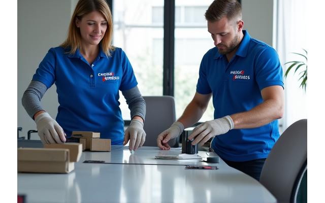 Expedition Express movers carefully disassembling office furniture