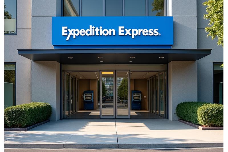 Exterior view of Expedition Express office building in Atlanta with clear signage.