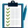 Icon illustrating a moving checklist document.