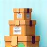 Icon depicting packing services with moving boxes and tape.