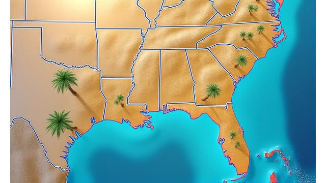 Map showing moving route from Atlanta, Georgia to Miami, Florida