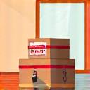 Icon representing complete office closure with boxes and a 'closed' sign